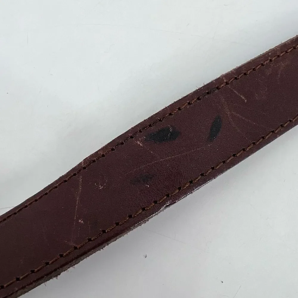 Vintage Women's Real Leather Stitch Point Adjustable Buckle Belt‎ Brown One Size